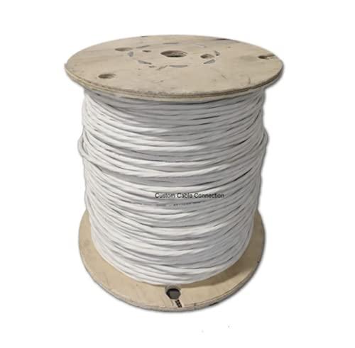 Custom Cable Connection Custom Cable Connection 16 AWG 2 Conductor Stranded Shielded Plenum Cable White CL3P Jacket for Security/Alarm/Access Control/Sound - 100 Foot Roll in a bag