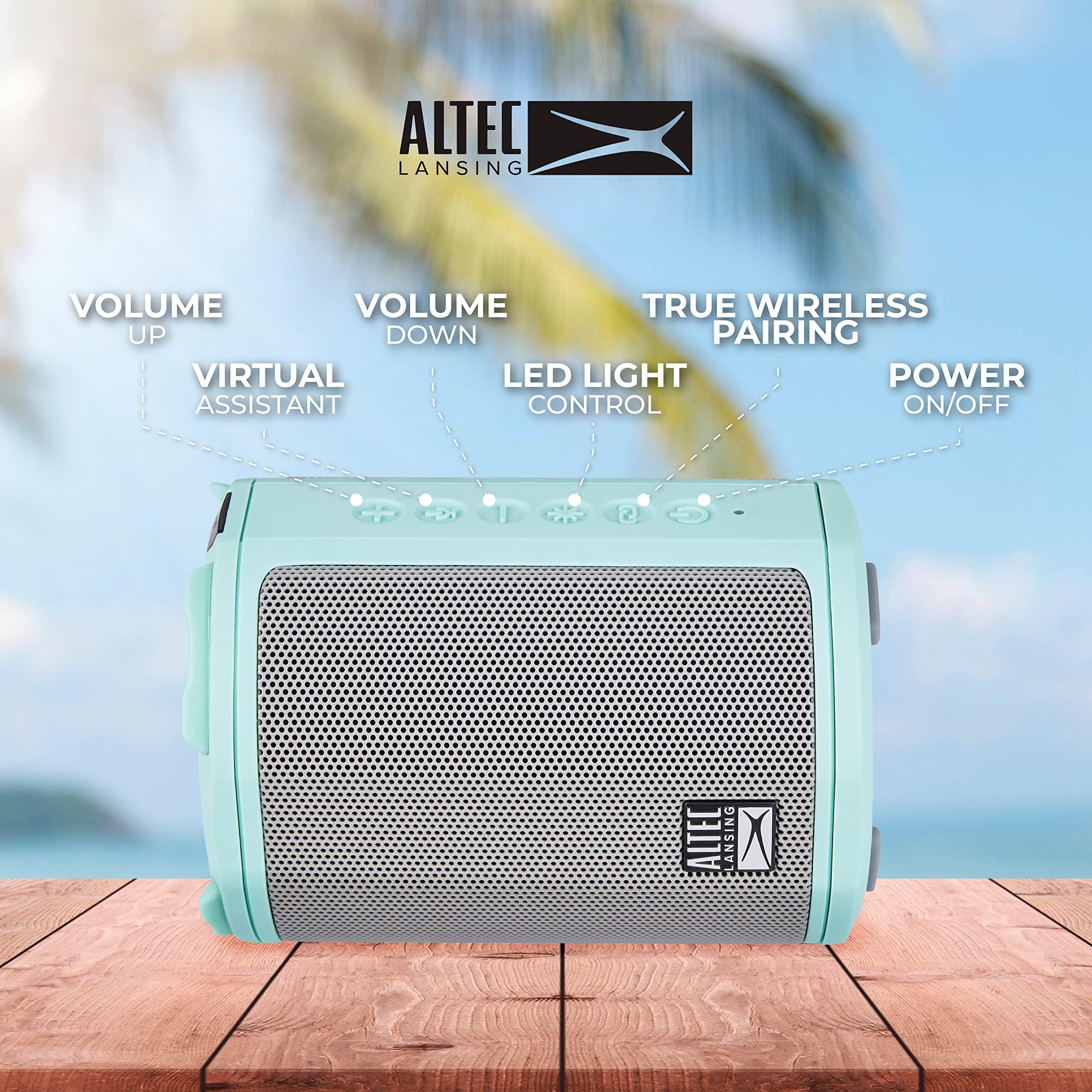 Altec Lansing Altec Lansing - HydraMotion Wireless Bluetooth Speaker with 360 Degree Sound, Portable IP67 Waterproof for Outdoors, Shockproof, Snowproof, Everything Proof, 12 Hour Playtime (Mint Green)