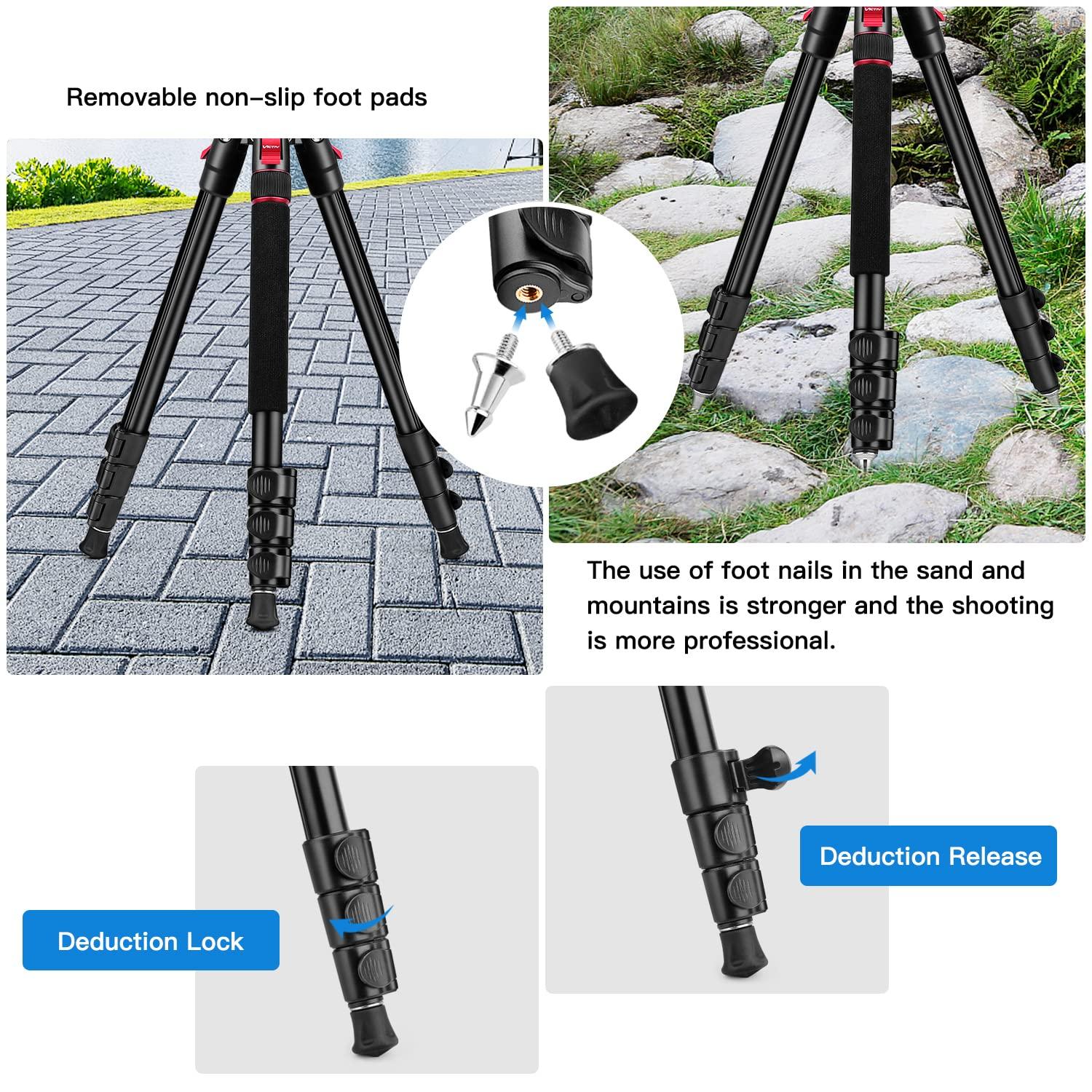 Victiv Tripod Camera Tripod, 72" Video Tripod with Fluid Head, Aluminum Heavy Duty Tripod with Carry Bag, Professional Camera Tripods & Monopods, Compatible with Video Camera, DSLR, Camcorder
