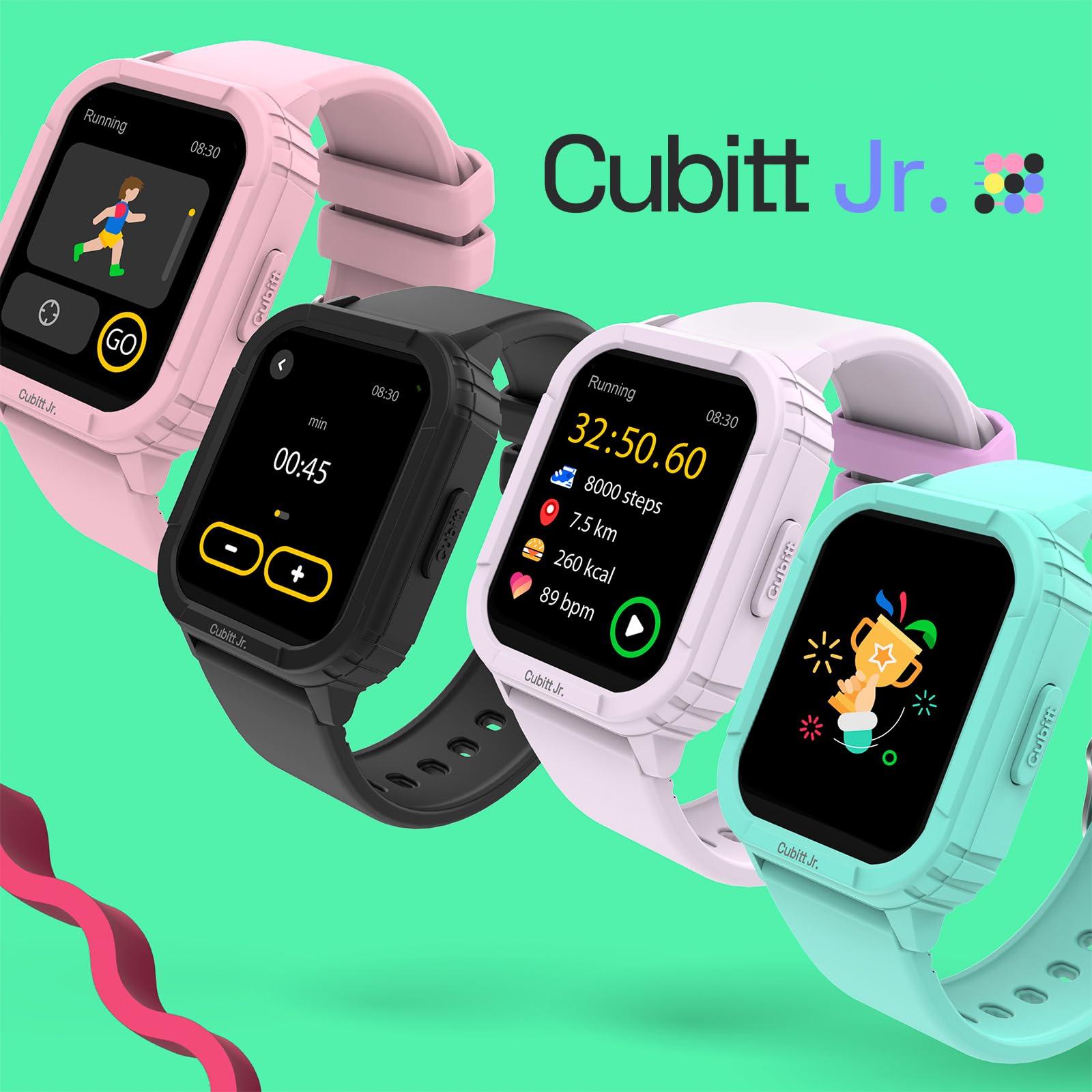 Cubitt Tracking Technologies Cubitt Jr Smart Watch Fitness Tracker for Kids and Teens, Games, Step Counter, Sleep Monitor, Heart Rate Monitor, Calculator, Activity Tracker, 1.52" Touch Screen, Waterproof