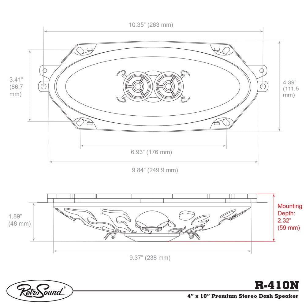 RetroSound RetroSound 4 x 10 Speaker and Center Dash Mount