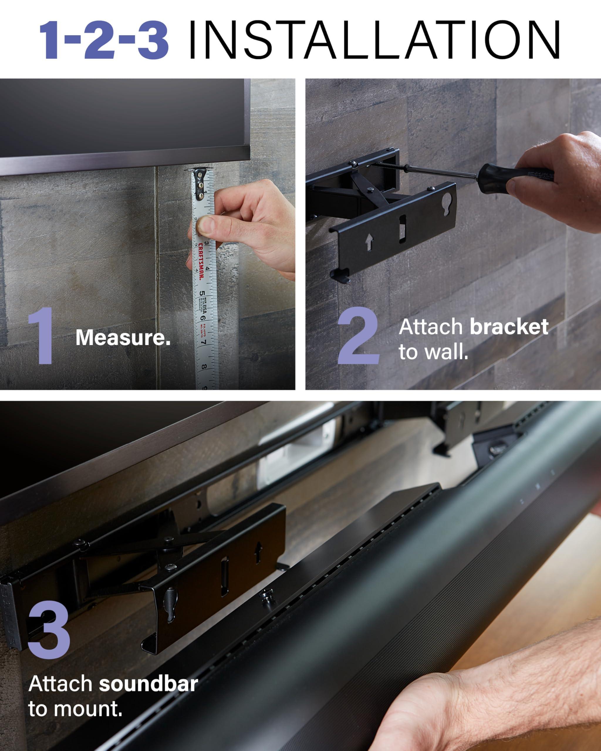 Sanus SANUS Extendable Soundbar Wall Mount for Sonos Arc & Sonos Arc Ultra Soundbar 5 Depth Adjustment Optimized for Dolby Atmos - Black Speaker Mount