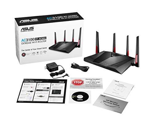 ASUS ASUS AC3100 WiFi Gaming Router (RT-AC88U) - Dual Band Gigabit Wireless Router, WTFast Game Accelerator, Streaming, AiMesh Compatible, Included Lifetime Internet Security, Adaptive QoS, MU-MIMO