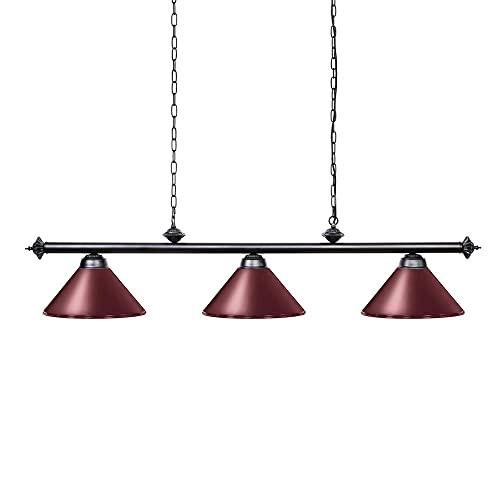 Wellmet Wellmet Pool Table Lights for 8'/9' Table with 3 Metal Shades, Billiard Lamp for Man Cave, Game Room, Kitchen Island Light for Restaurant Or Dining Room (Burgundy, 59 inch-3 Lights)