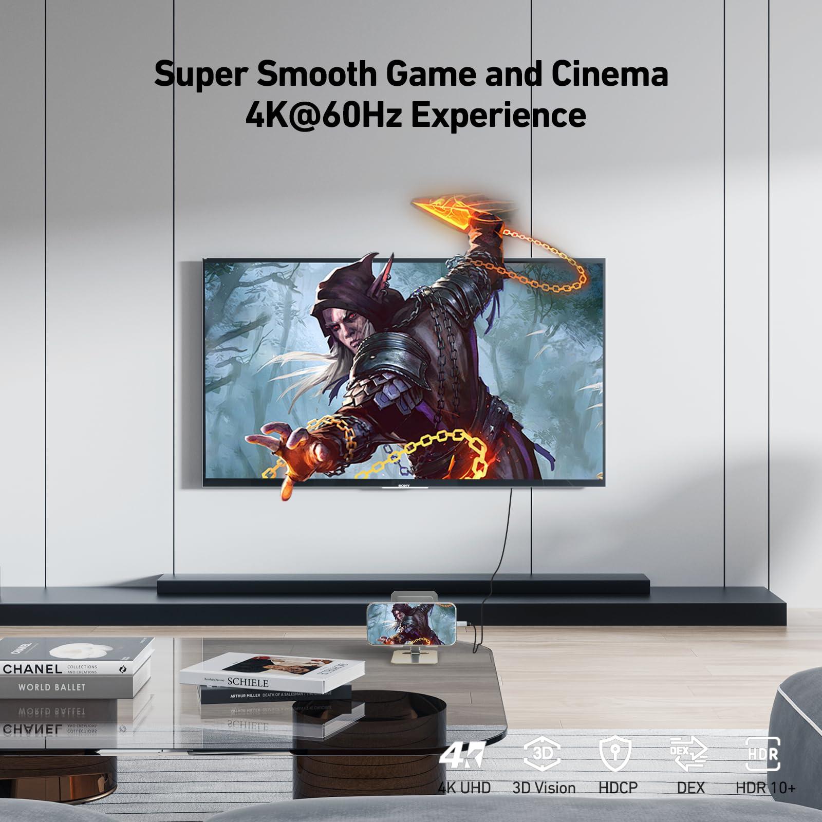 BENFEI BENFEI USB C to HDMI 6 Feet Cable [4K@60Hz, Aluminum Shell, Nylon Braided], USB Type-C to HDMI Cable [Thunderbolt 3/4/5] Compatible for MacBook Pro/Air/iPad Pro 2023/2022/2021/2020/2019, Gray