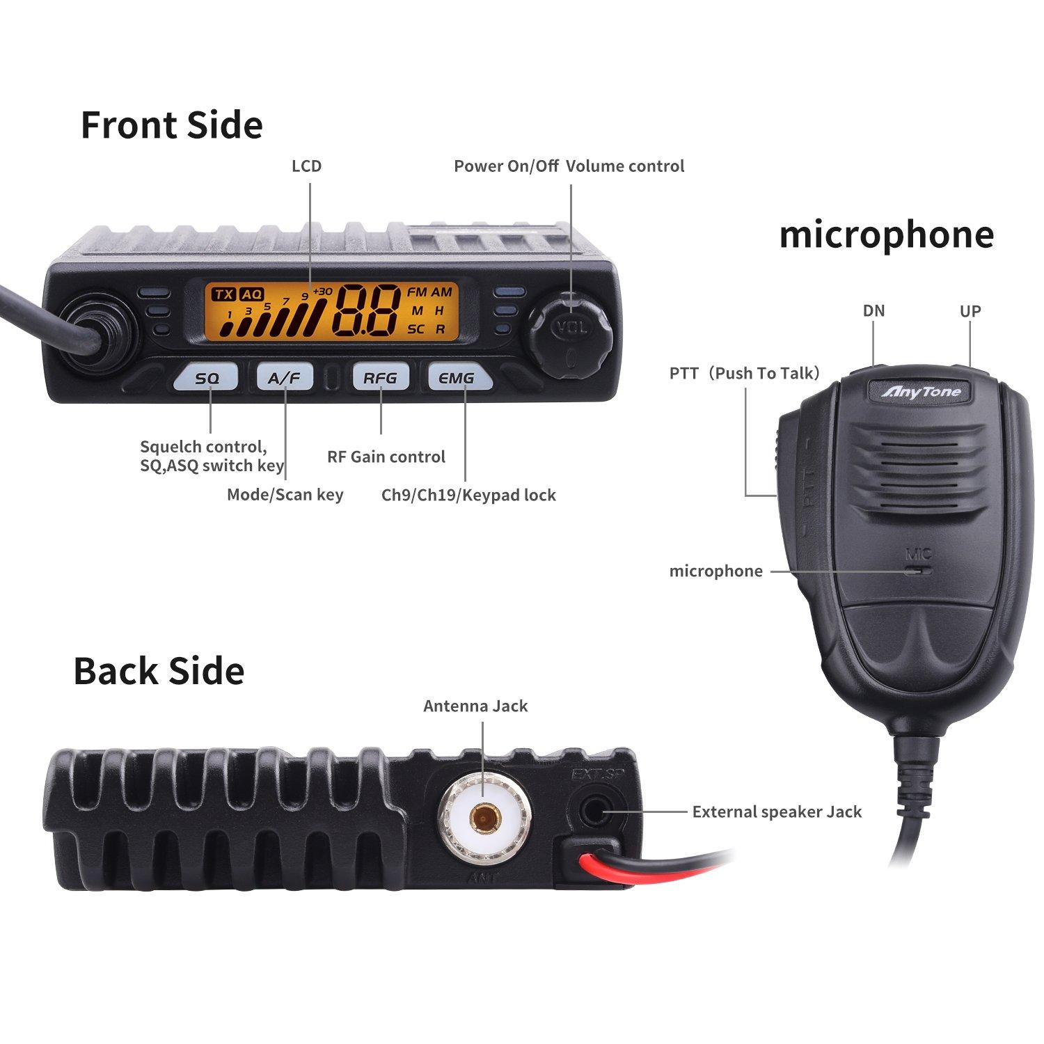 AnyTone AnyTone Smart 10 Meter Radio for Truck, Small Size,AM PEP Power Over 16W