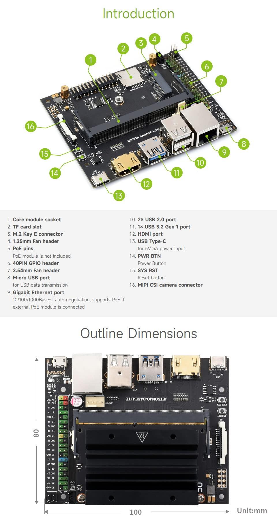 waveshare Waveshare Jetson Nano Development/Expansion Kit Lite Version, Optional Jetson Nano Core Module, with an 8 Megapixel (3280 x 2464) High-Definition Camera