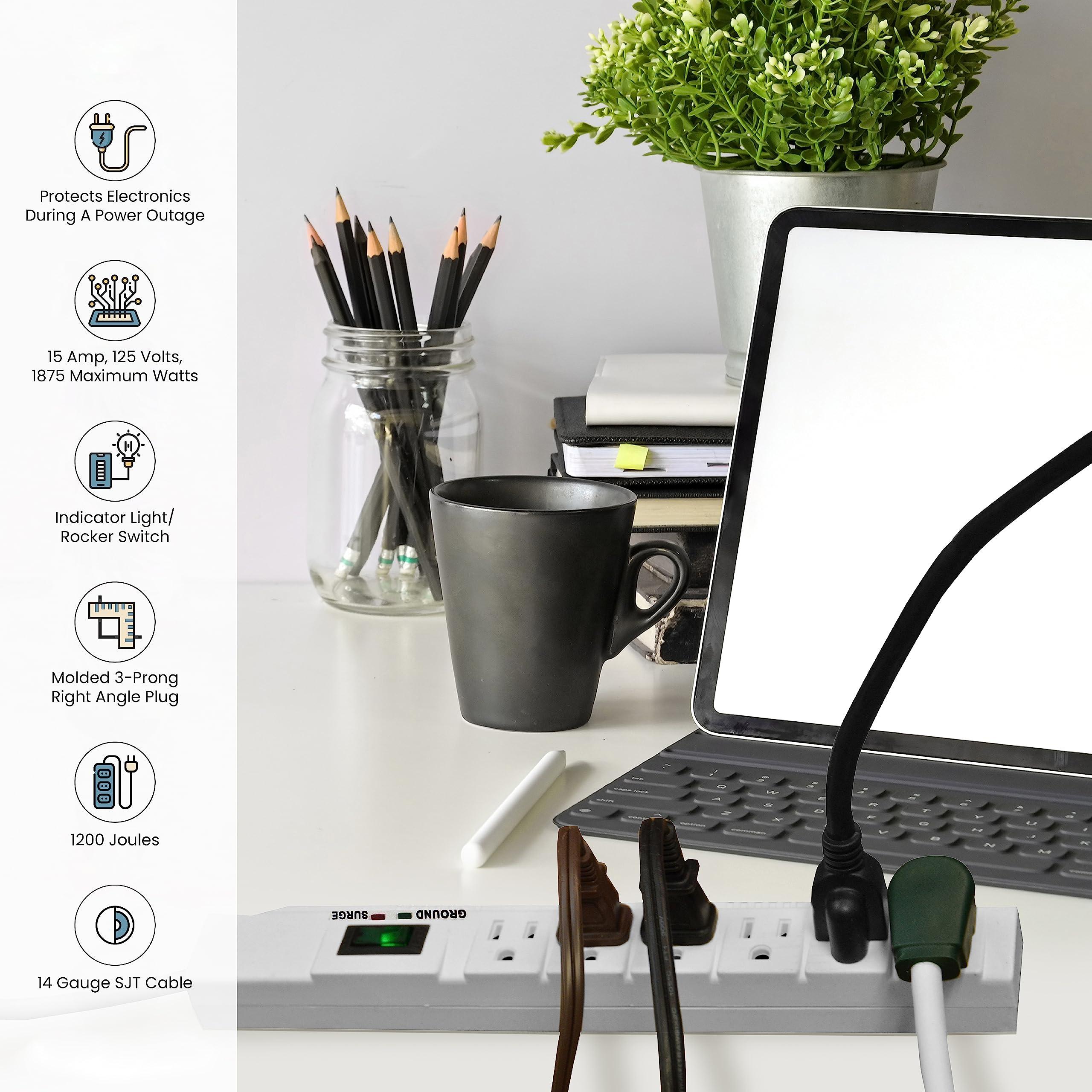 Go Green Power GoGreen Power 6 Outlet Surge Protector, 15ft cord, White - GG-16315-15