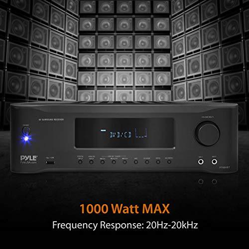 Pyle Pyle 5.2-Channel Hi-Fi Bluetooth Stereo Amplifier - 1000 Watt AV Home Speaker Subwoofer Sound Receiver with Radio, USB, RCA, HDMI, Mic In, Wireless Streaming, Supports 4K UHD TV, 3D, Blu-Ray -PT694BT