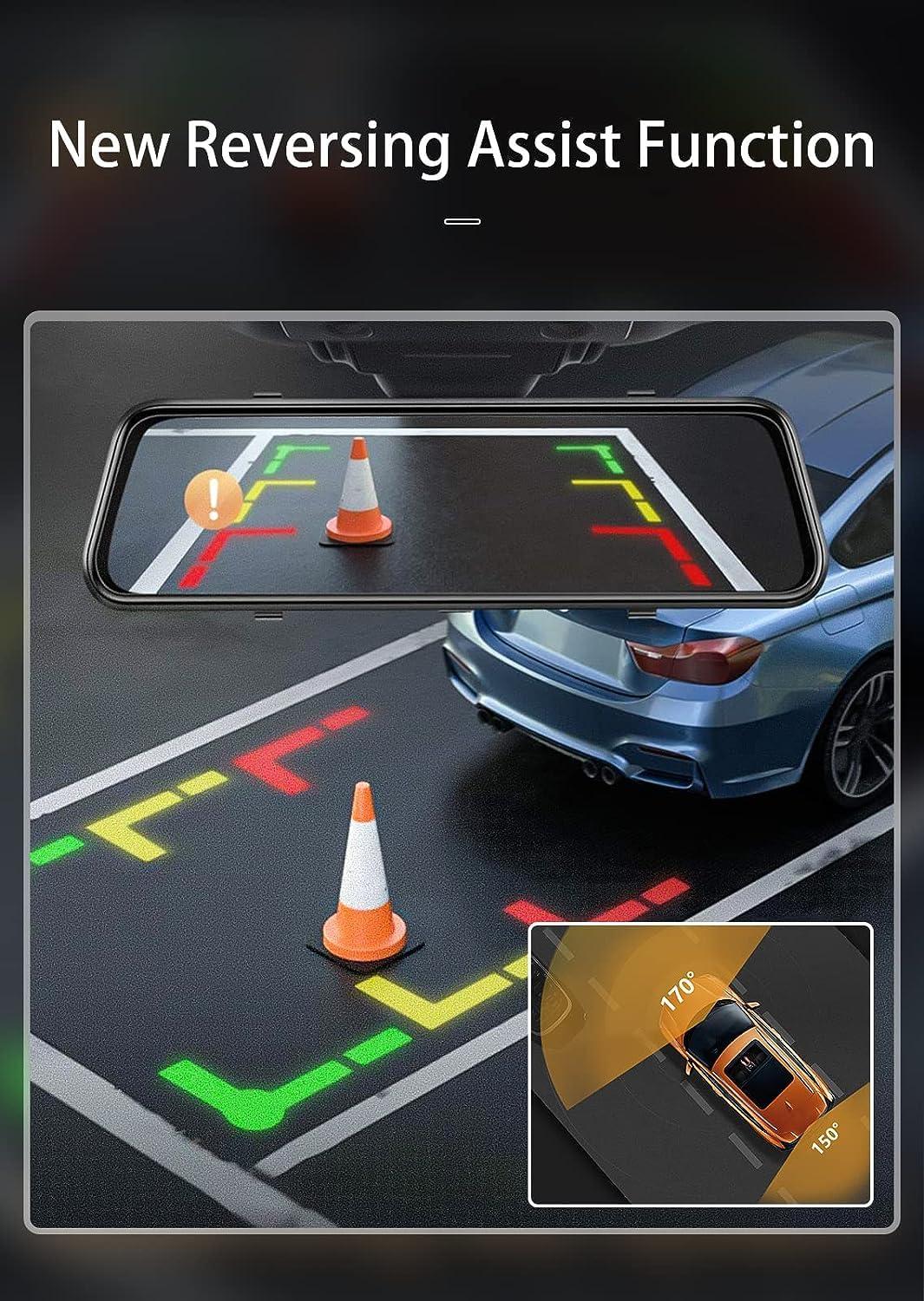 JOMISE JOMISE 4K 12" Rear View Mirror Camera, 2160P Full HD Rearview Mirror, Mirror Dash Cam Front and Rear, Waterproof Backup WDR Camera, Night Vision, Parking Assist, Speed Alert, 64GB Card Included- K17