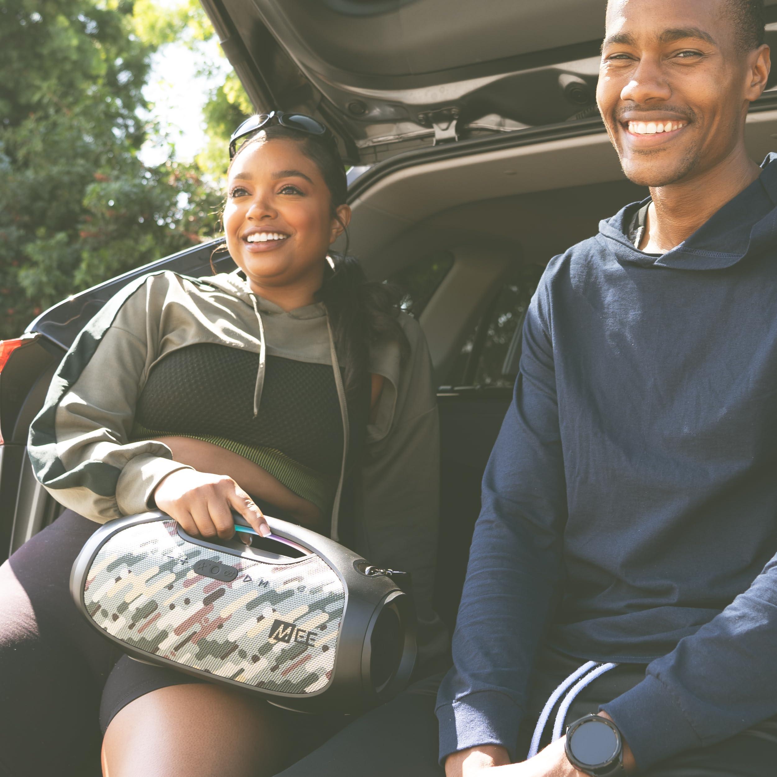 MEE audio MEE audio PartySPKR Bluetooth Wireless Speaker, Powerful 60W RMS Stereo Sound, 2 Subwoofers, Portable Speaker for Outdoor, Camping, Beach, Camo