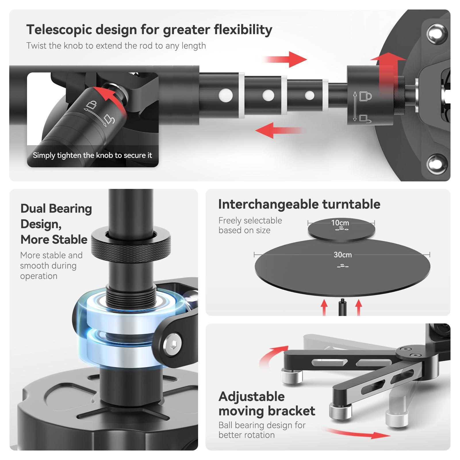 NESON 360 Degree Spinner,Professional Photography Turntable, Rotating Camera Slider, Spinning Photo Video Booth, Spin Platform for Product Photography, Commercial Video Multiple Interfaces