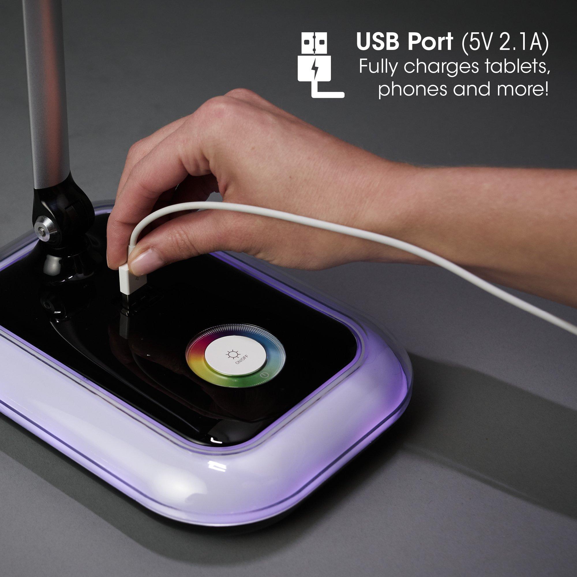 OttLite OttLite Glow LED Desk Lamp with USB Charging Port - Portable, Adjustable, Desk Light,White