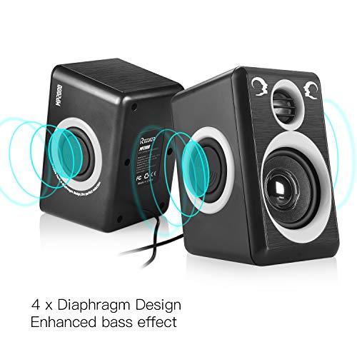 RECCAZR RECCAZR Computer Speakers with Surround Sound 2.0CH USB Wired Powered Multimedia Speaker for Desktop/TV/PC/Laptops/Smart Phone Built-in Four Loudspeaker Diaphragm (Gray)