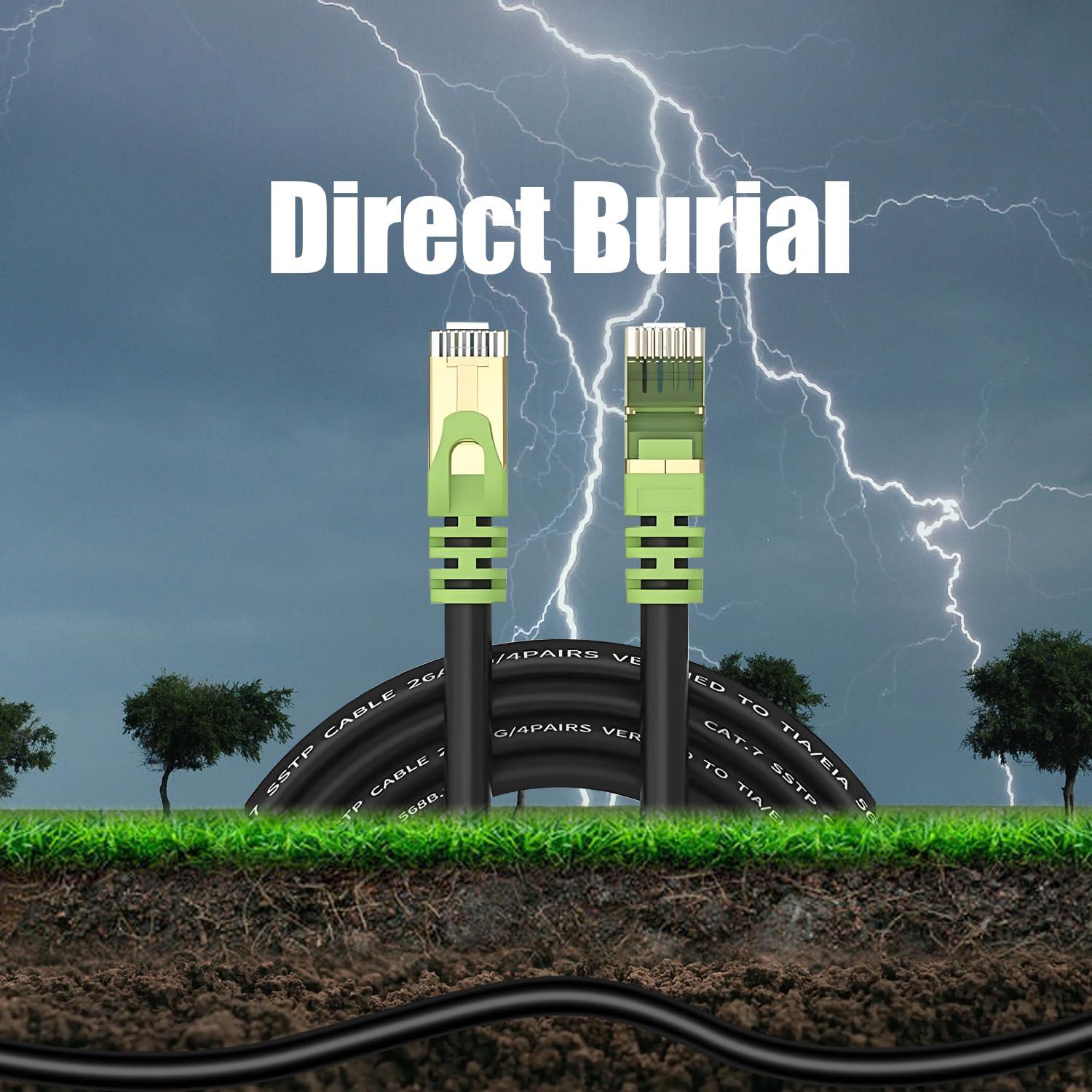 XXONE Outdoor Cat 7 Ethernet Cable 150ft, 26AWG Heavy-Duty Cat7 Networking Cord Patch Cable RJ45 Transmission Speed 10GbpsTransmission Bandwidth 600Mhz LAN Wire Cable SFTP Waterproof Direct Burial (150FT)