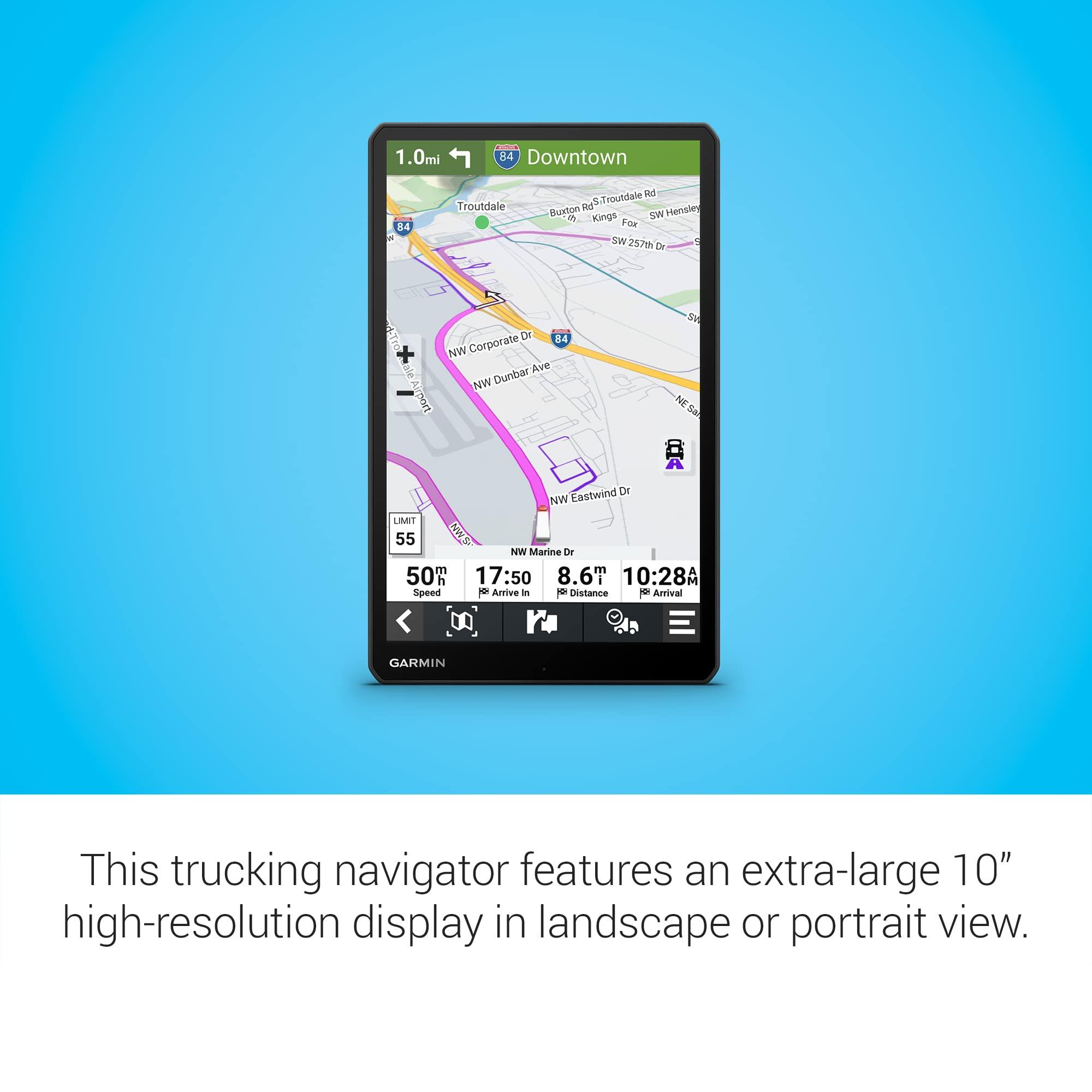Garmin Garmin dzl OTR1010, Extra-Large, Easy-to-Read 10 GPS Truck Navigator, Custom Truck Routing, High-Resolution Birdseye Satellite Imagery, Directory of Truck & Trailer Services