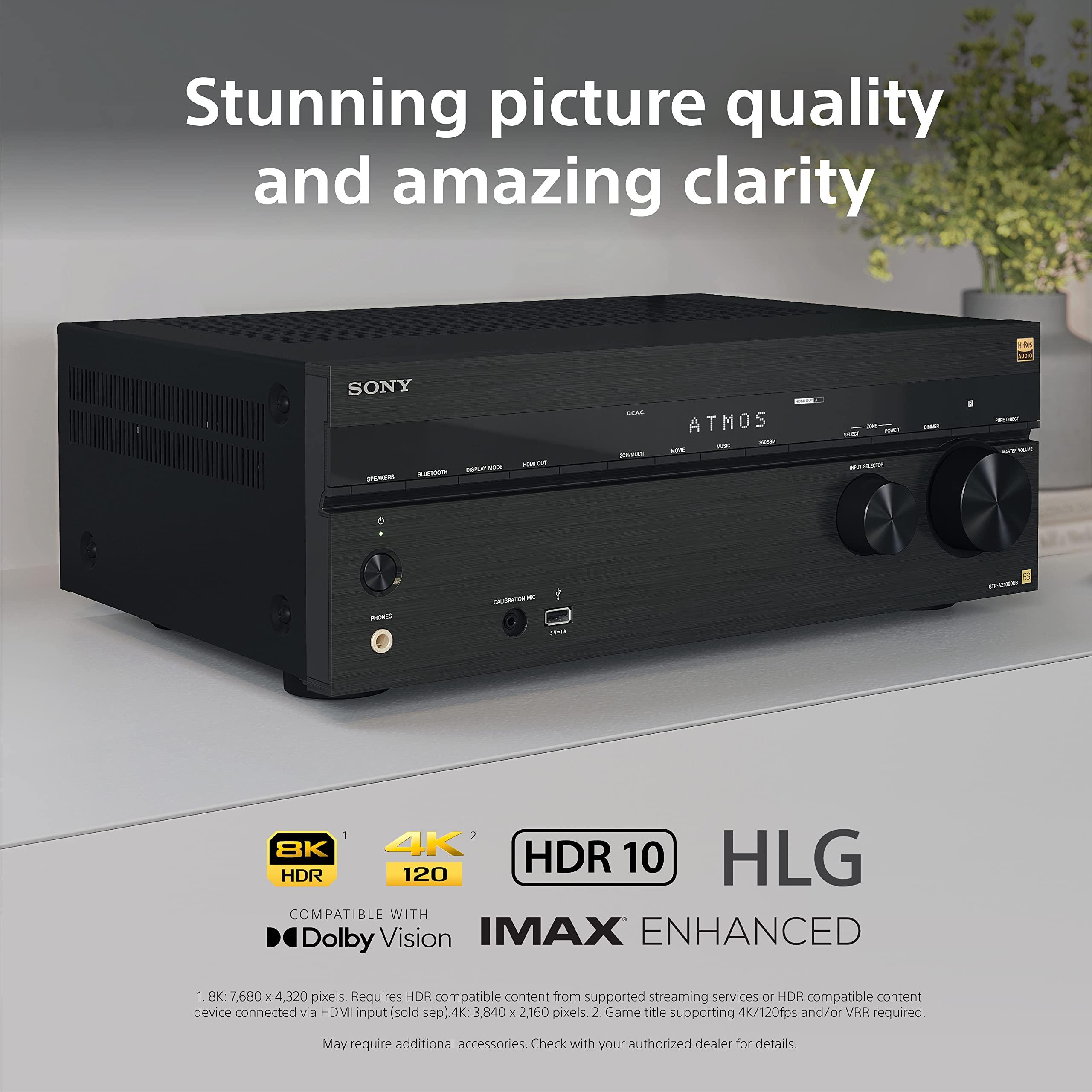 Sony Sony STR-AN1000 7.2 CH Surround Sound Home Theater 8K A/V Receiver: Dolby Atmos, DTS:X, Digital Cinema Auto Calibration IX, Bluetooth, WiFi, Google Chromecast, Spotify connect, Apple AirPlay, HDMI 2.1