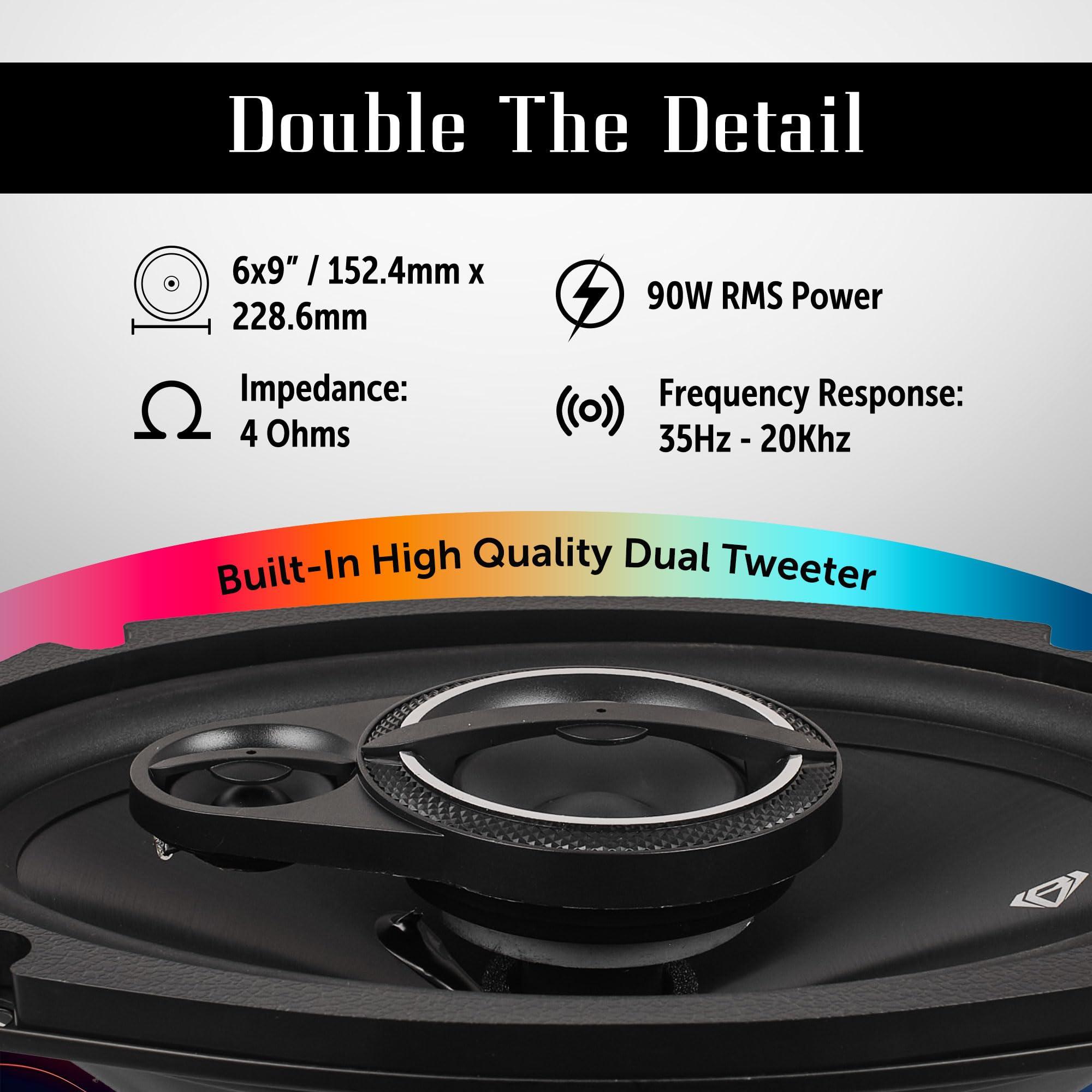 BLACK DIAMOND BLACK DIAMOND DIA-69.3 6 x 9 Coaxial Car Speakers 3 -Way 270 Watts 4-Ohm Car Audio Stereo System 6x9 Speakers - Removable Grill Included (Sold in Pairs)