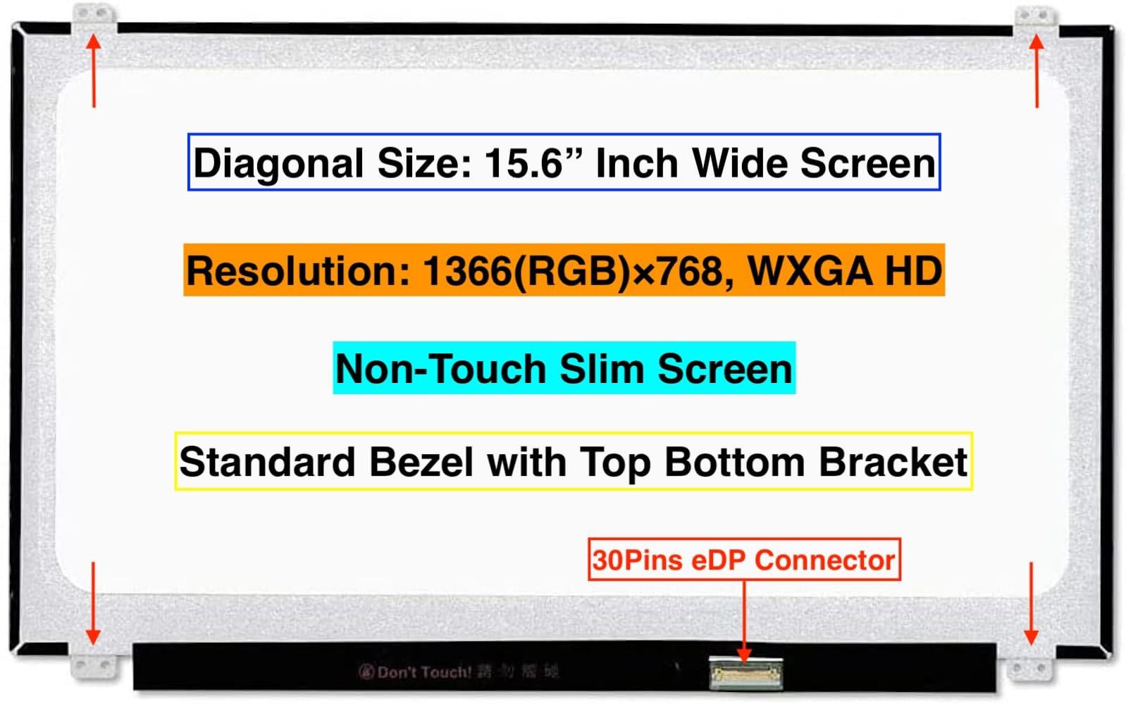 EM EMAJOR TECH LLC EM EMAJOR TECH New Screen Replacement for HP 15-BS544TU 1366X768 WXGA HD Non-Touch LCD LED Display with Tools