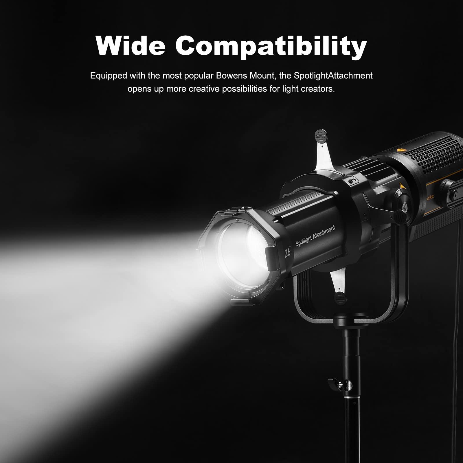 GODOX Godox VSA-26K Spotlight Attachment Kit,Conical Snoot with 26 Projection Lens and 9 Gobos for Bowens Mount Flash Speedlite,Studio Strobe Monolight,Photography LED Light and Video Light