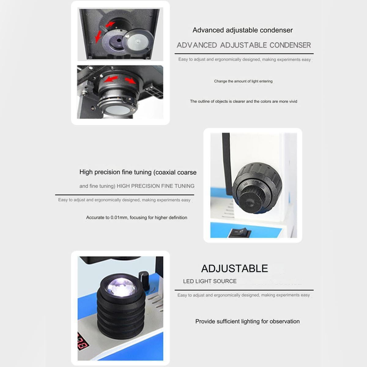 DESHVA Biological Microscope Profesional, Monocular Microscope with Display, with Placing Table Movable Spotlight, Wide Angle Observation, 5000x, with Display-7\" Screen