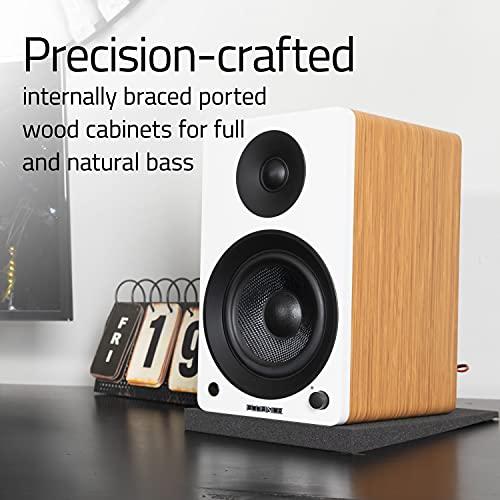 Fluance Fluance Ai41 Powered 2-Way 2.0 Stereo Bookshelf Speakers with Speaker Stands 5" Drivers 90W Amplifier for Turntable Bluetooth 5 Wireless Music Streaming with RCA Optical Subwoofer Out (Natural Walnut)