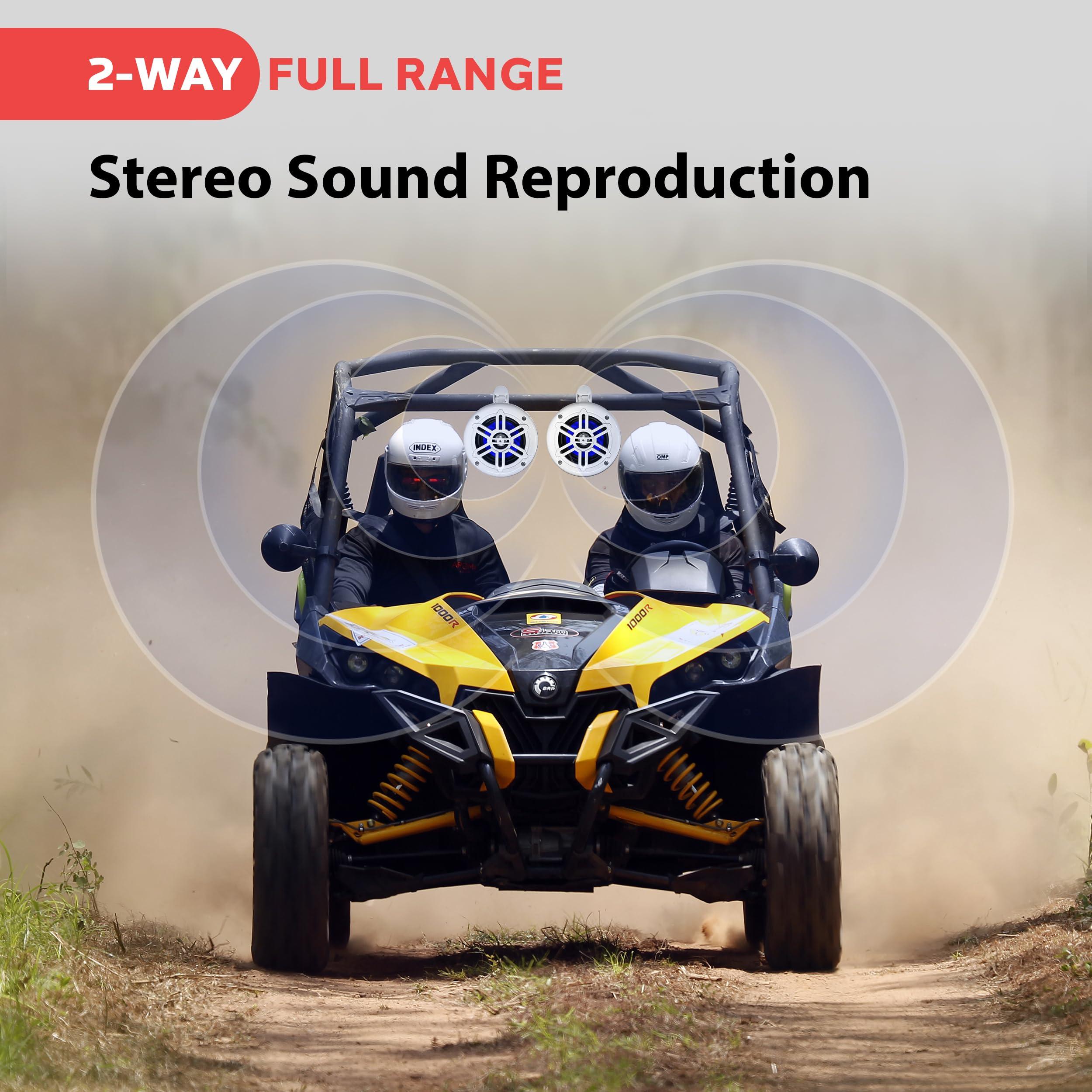 Pyle Pyle 4" Waterproof Off-Road Marine Speakers - 2-Way Full Range Stereo System with 360 Rotatable Bracket, Rugged Weatherproof Design, Ideal for ATVs, UTVs, Jeeps, Boats, and Wakeboards, White Colored