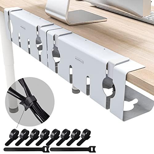 NODOCA NODOCA No Drill Under Desk Cable Management Tray, 17\'\' Wire Management, Punch-Free Clamp on, Newest Metal Cable Tray, Wire Organizer Under Desk, Under Desk Basket for Office and Home, White(2 Packs)