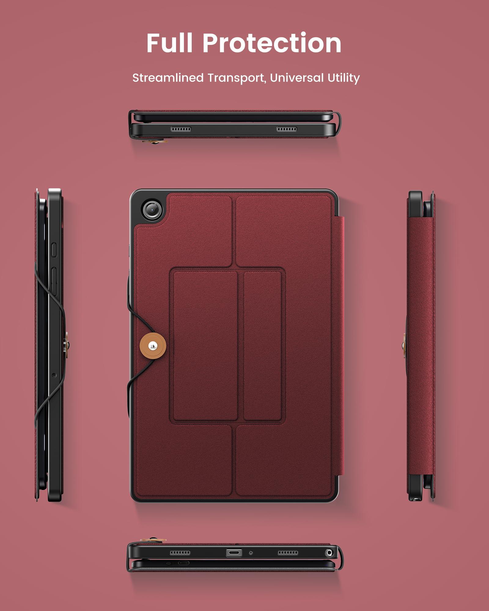 INFILAND INFILAND Keyboard Case for Samsung Galaxy Tab A9 Plus 5G with 7-Color Backlight & High Precision Trackpad, Slim and Portable Detachable Folder Style Keyboard Case for Tab A9 11 inch, Burgundy