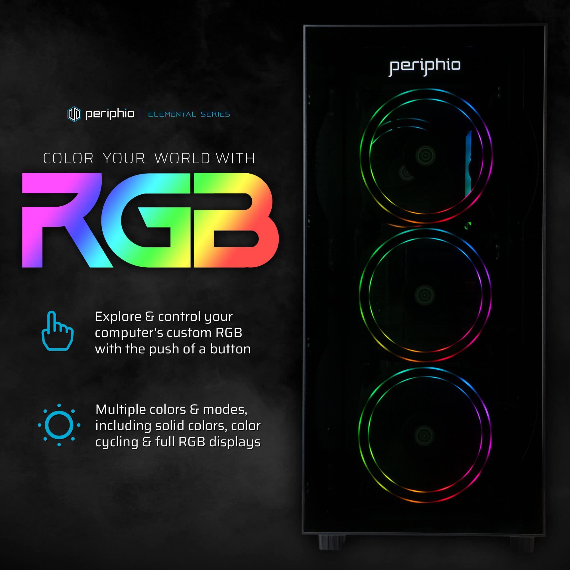 Periphio Periphio Terra Prebuilt Gaming PC - AMD Ryzen 5 5600G CPU (4.4GHz Turbo), 32GB DDR4 RGB RAM, Radeon Vega 7 Graphics, 1TB NVMe Solid State SSD, Windows 11 Gaming Computer Desktop, WiFi + BT