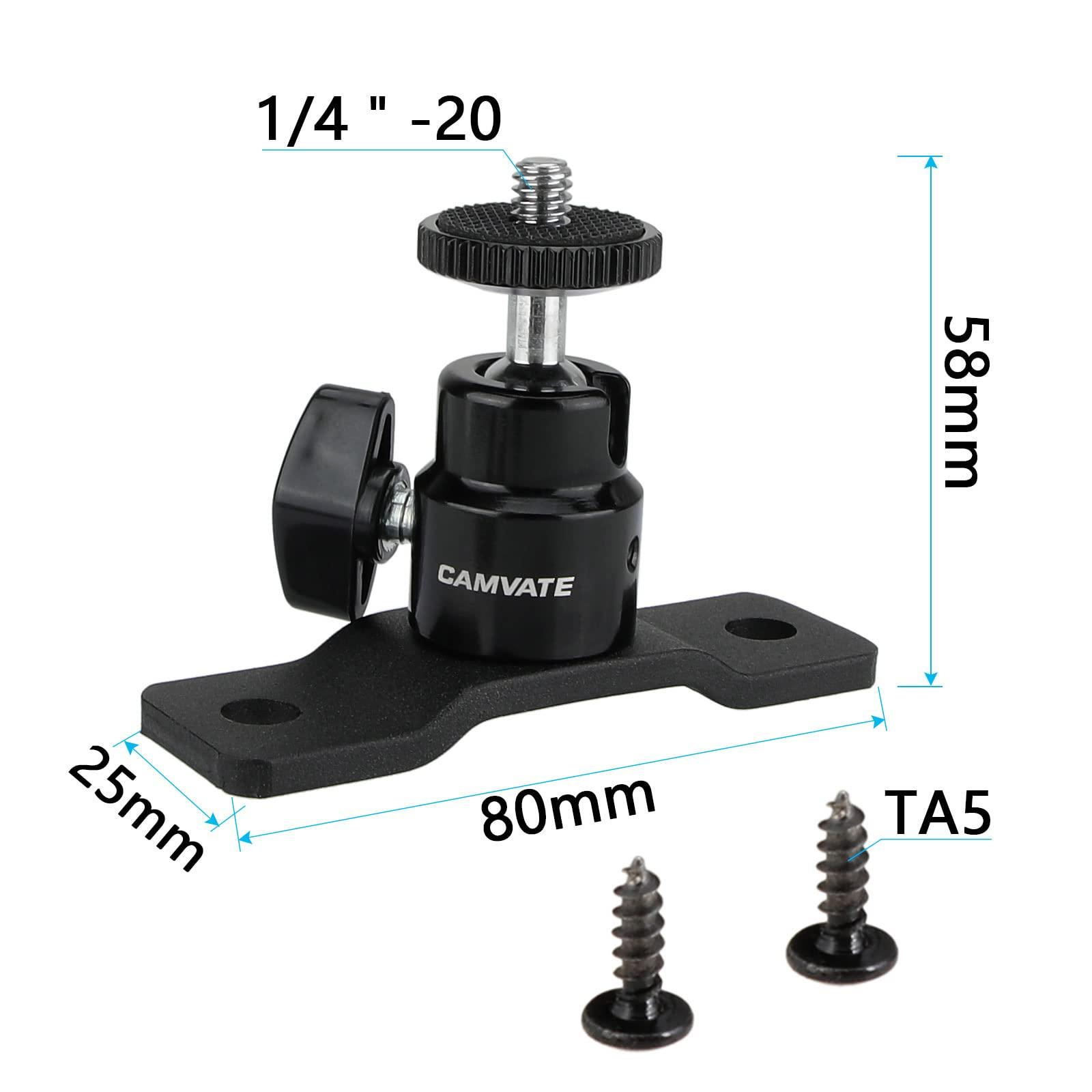 CAMVATE CAMVATE 1/4"-20 Male Thread Screw Mount + 1/4"-20 Thread Screw Connector + 1/4"-20 Ball Head with Bottom Pedestal Mount
