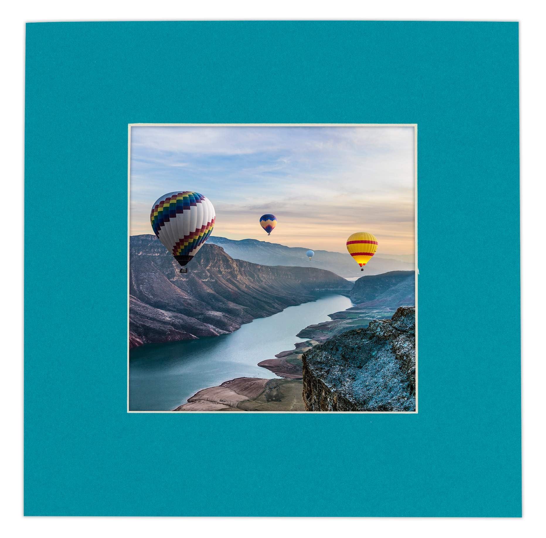 Poster Palooza 16x16 Mat for 20x20 Frame - Precut Mat Board Acid-Free Show Kit with Backing Board, and Clear Bags Teal Blue 16x16 Photo Matte Made to Fit a 20x20 Picture Frame Matboard for Framing, Pack of 1 Mat