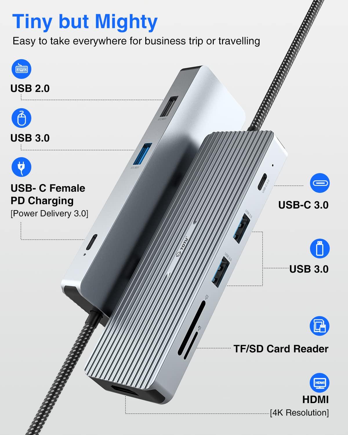 TOTU TOTU 18-in-1 Thunderbolt 3 Docking Station(8K DP)& 9 in 1 100W 4K HDMI USB C Hub