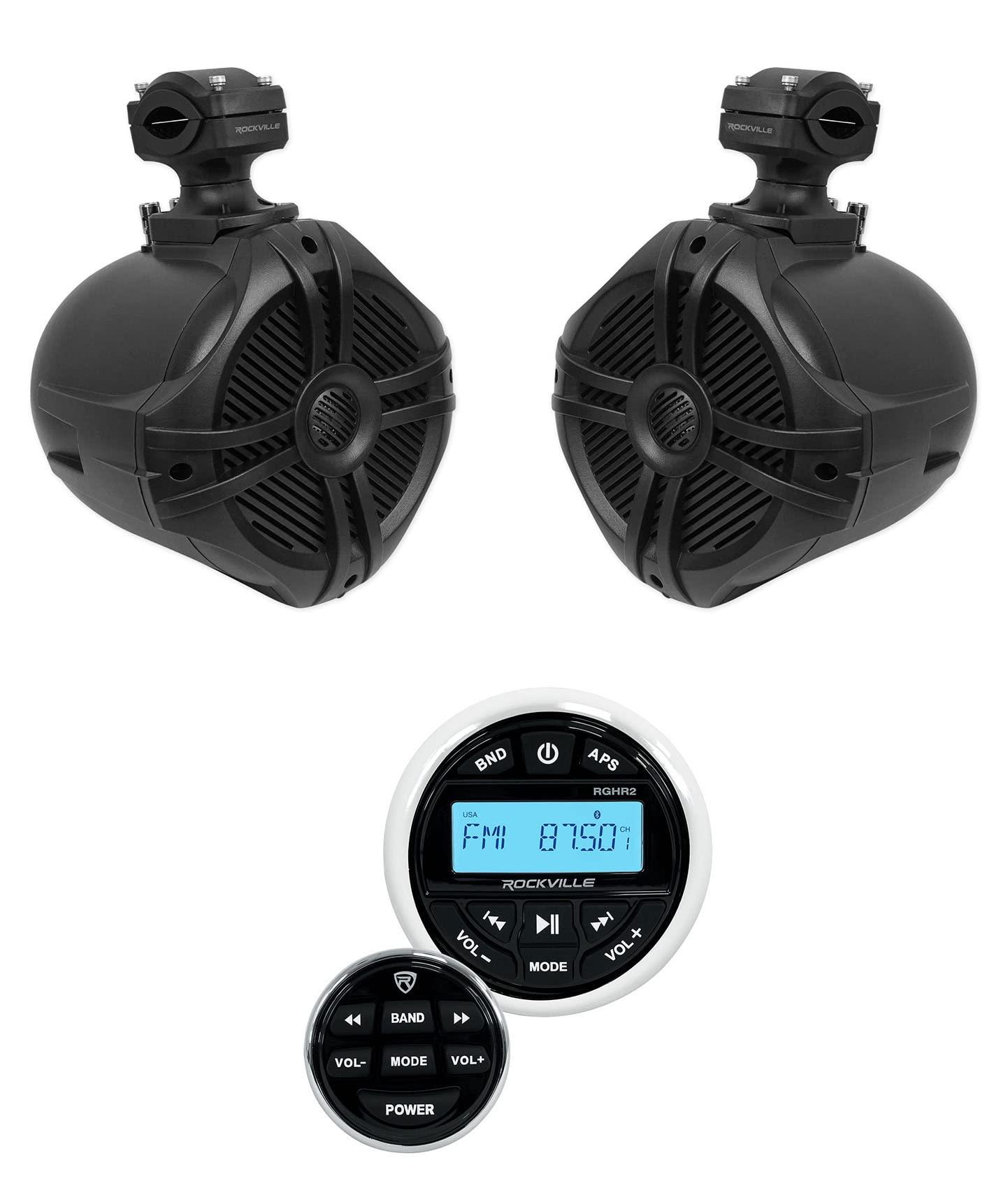 Rockville Rockville RGHR2 Marine Bluetooth Receiver, USB+Remote+2 6.5" Wakeboard Speakers