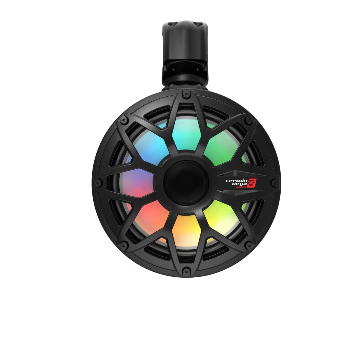 Cerwin Vega Mobile CV Cerwin Vega SL8F4B Stroker 8 inch 700 Watts Long Pod Marine Tower Speaker System IP65 LED UV Stable Coaxial Black Pair