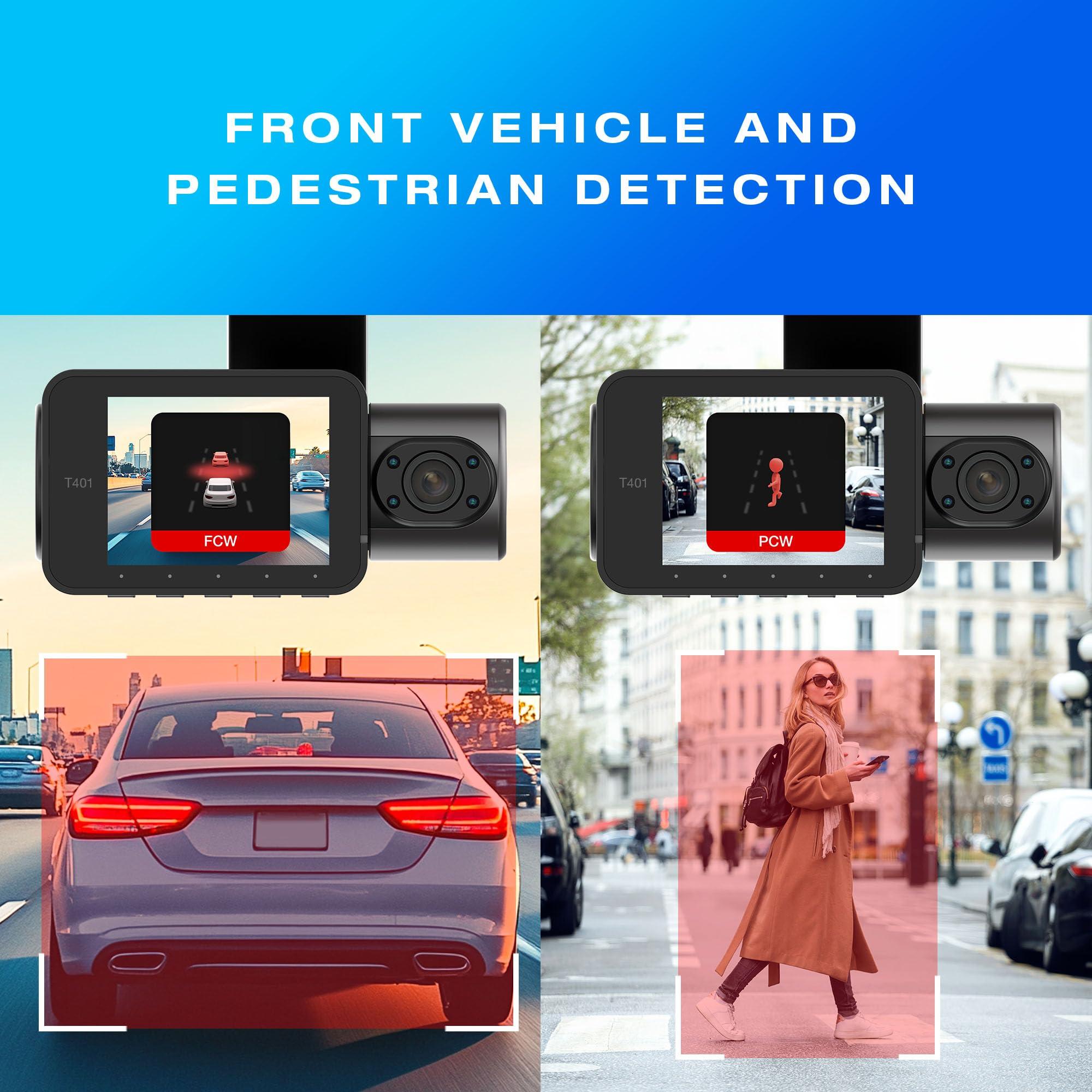 TYPE S TOURING ITEMS Type S T401 4K Dual View Dash Cam with AI Driver Assistance and in-Car Surveillance Camera, AI-Powered Lane, Car, Pedestrian Recognition