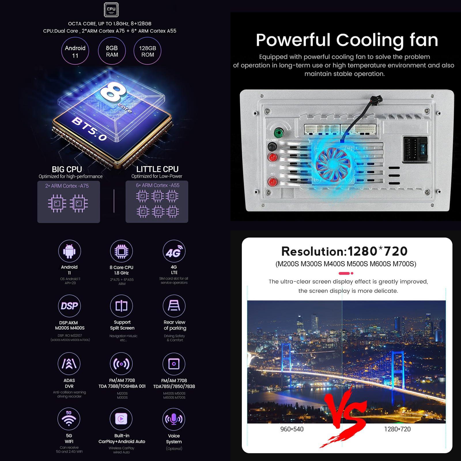 ottspu ottspu Double Din Car Stereo 9\'\' Touchscreen Car Radio Bluetooth Multimedia Player with Backup Camera Compatible with Wireless Car-Play, Wireless Android Auto, for Chevrolet Cobalt 2 2011-2018,M200s