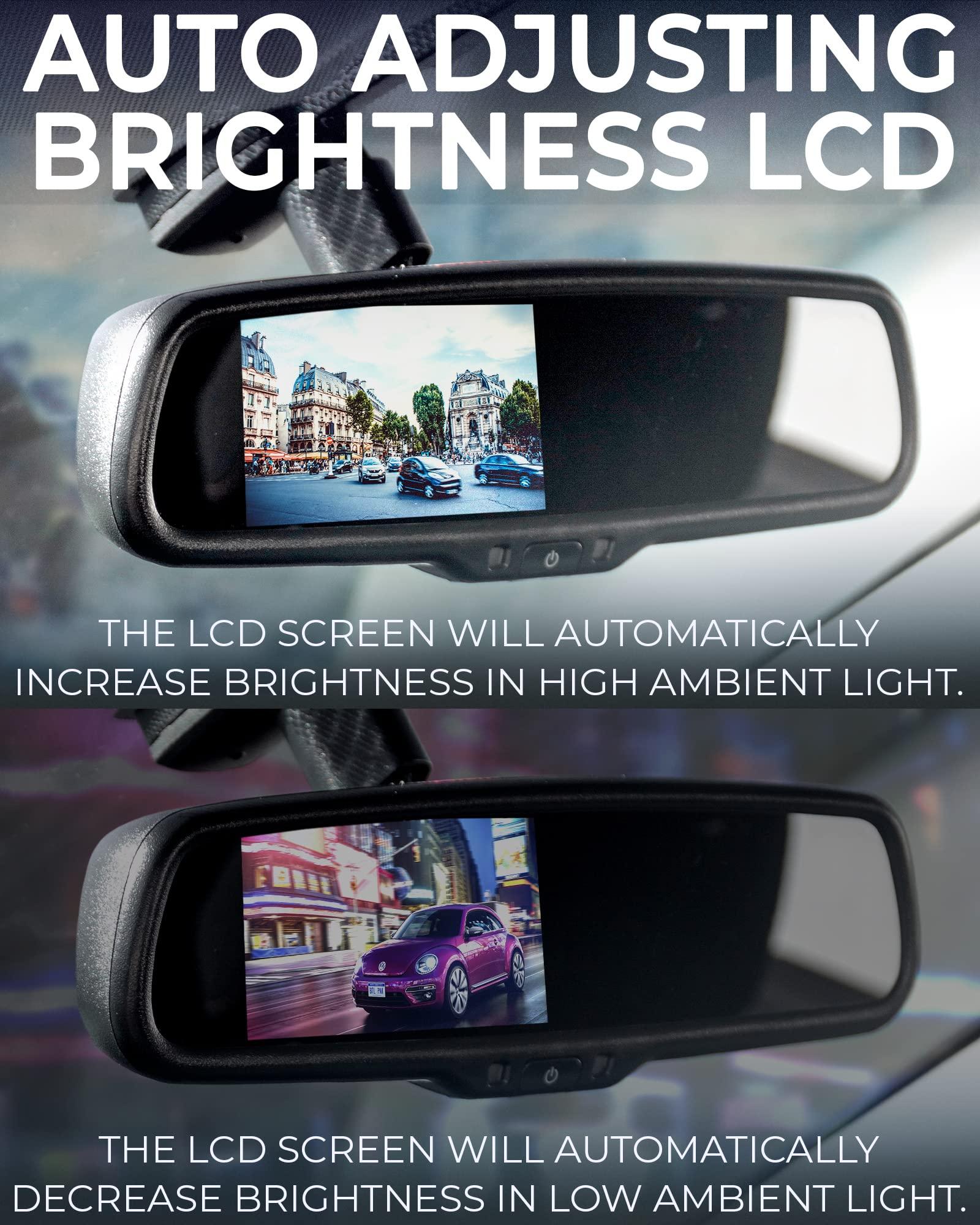 Master Tailgaters Master Tailgaters 10.5\" OEM Rear View Mirror with 4.3\" LCD Screen + Bluetooth Enabled | Rearview Universal Fit Mount | Auto Adjusting Brightness LCD | Anti Glare | Full Original Mirror Replacement