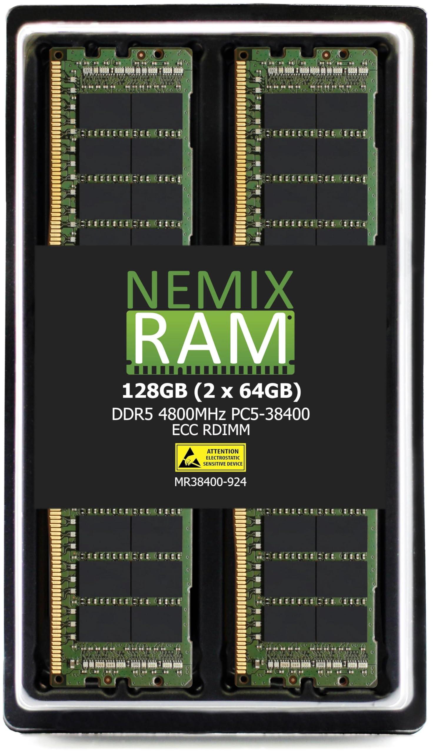 NEMIX RAM NEMIX RAM 128GB (2X64GB) DDR5 4800MHZ PC5-38400 2Rx4 1.1V 288-PIN ECC RDIMM Registered Server Memory KIT Compatible with Cisco UCS C240 M7 Rack Server