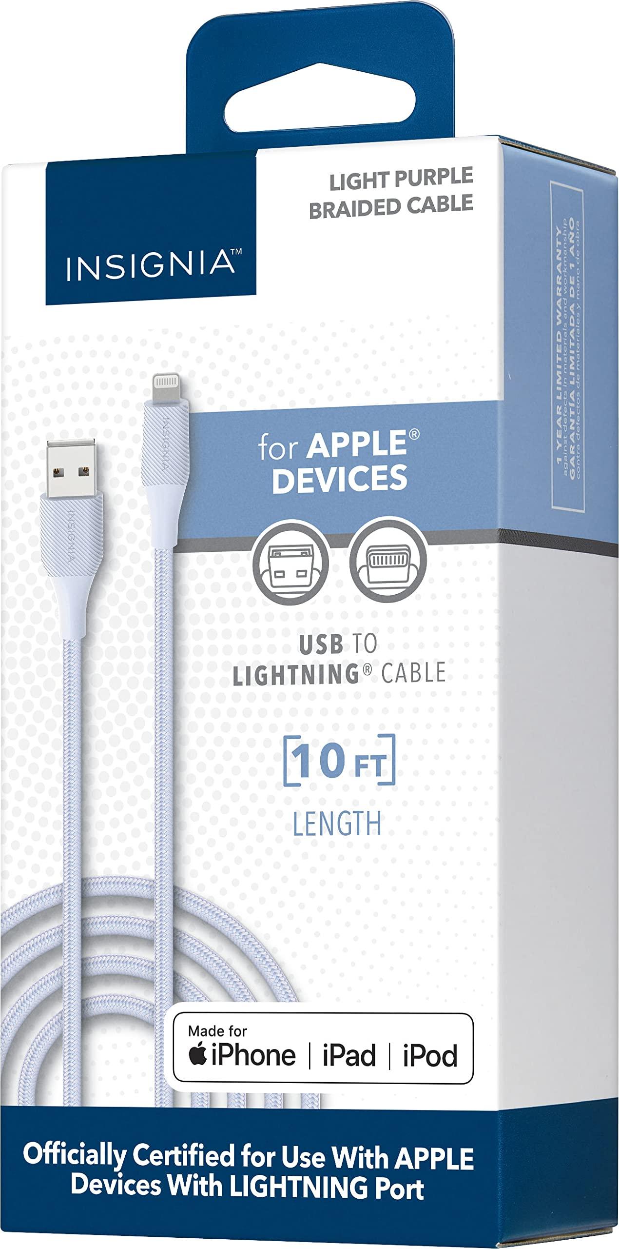 INSIGNIA Insignia - 10\' Lightning to USB Charge-and-Sync Cable - Purple