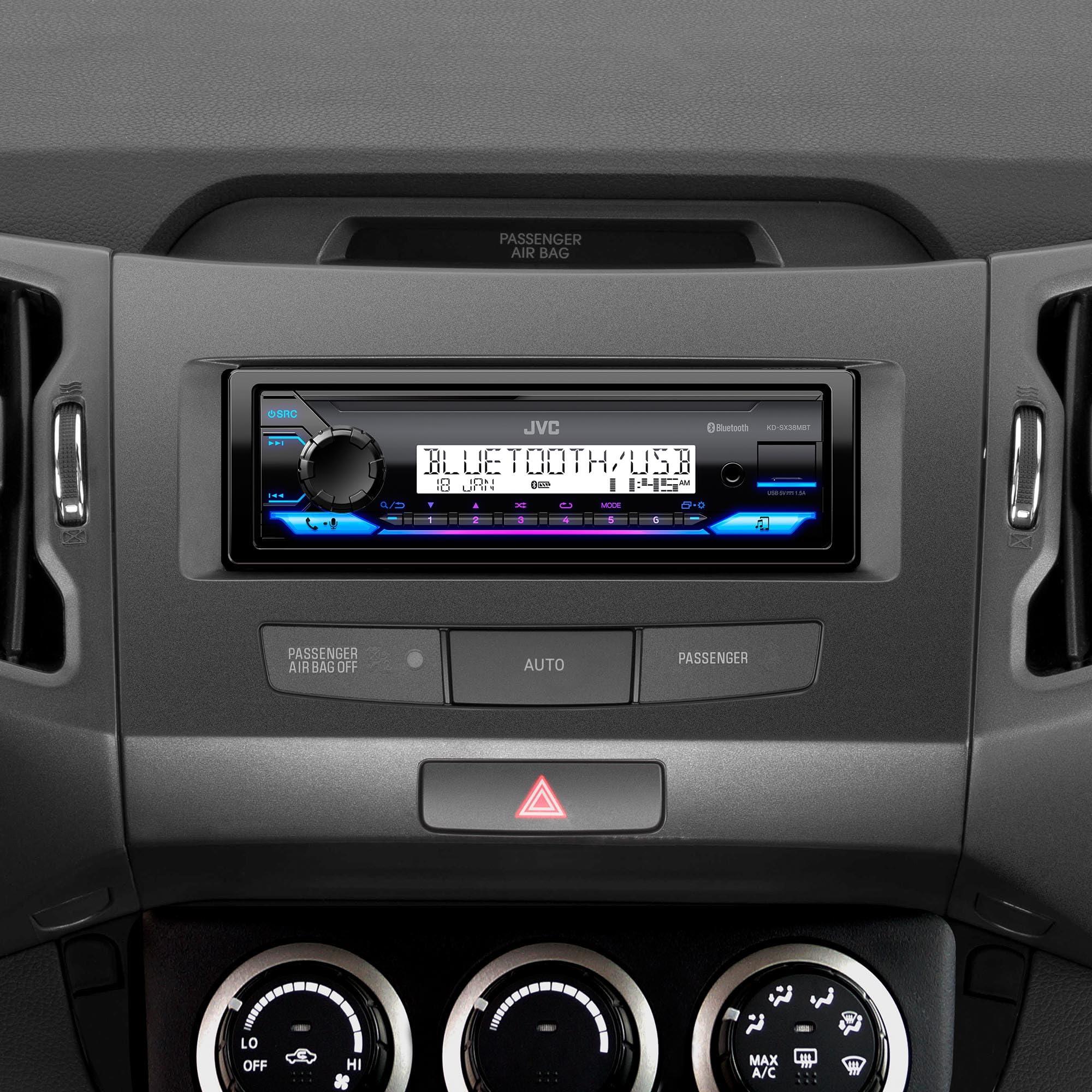 JVC JVC KD-SX38MBT Car Stereo with Bluetooth, 4-Ch Marine Radio Receiver, AM/FM Single Din Radio, Aux-in, USB, Streaming, RGB Illumination, Use as in-Dash ATV, Truck Radio or Boat Stereo