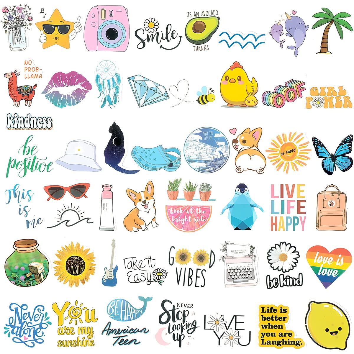 allydrew allydrew Waterproof Vinyl Stickers for Water Bottles, Laptop, Phones, Skateboards, Decals for Teens, 100pcs, Groovy Vibes