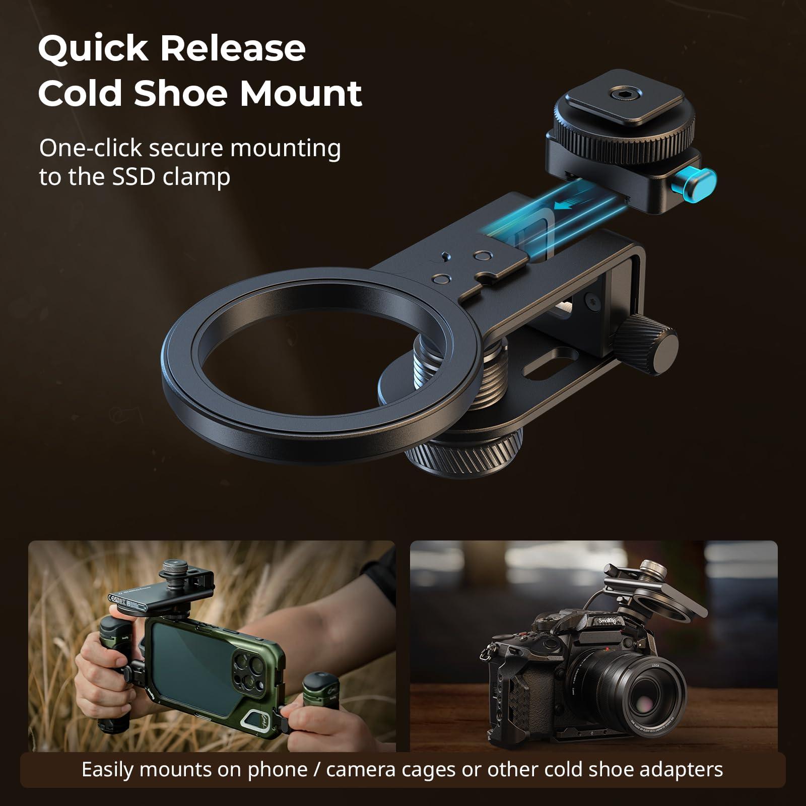 SMALLRIG SMALLRIG Bundle SSD Holder 2-in-1 SSD Mount Bracket for MagSafe with Cold Shoe Cable Clamp 4779 Portable Mini Desktop Tripod 4630