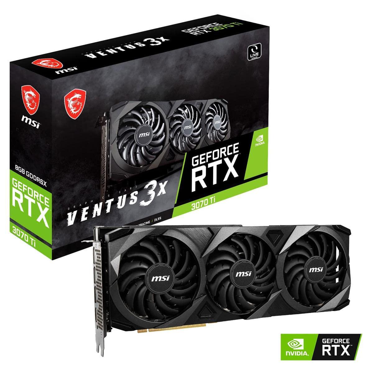 MSI MSI Gaming GeForce RTX 3070 Ti 8GB GDRR6X 256-Bit HDMI/DP Nvlink Tri-Frozr 2 Ampere Architecture OC Graphics Card (RTX 3070 Ti Ventus 3X 8G OC)