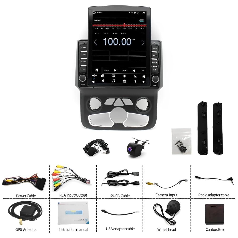 Zcargel Zcargel Car Navigation Android 13 Car Stereo Upgrade Radio with Wireless Carplay Android Auto Compatible for Ram 1500-5500 2013-18 9.7 Inch Stereo with Mirror Link Backup Camera (Only Fit Auto Ac)