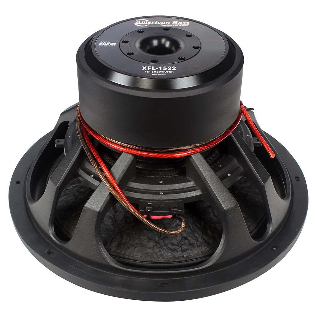 American Bass American Bass XFL-1522 15\" Inch Subwoofer, 1500 Watts RMS/3000 Watts Max Power, 1.4 Inch Wide 3-Layer Foam Surround, Dual 2 Ohm Voice Coils with 200 Oz. TotalDouble Stacked High-Enery Magnets