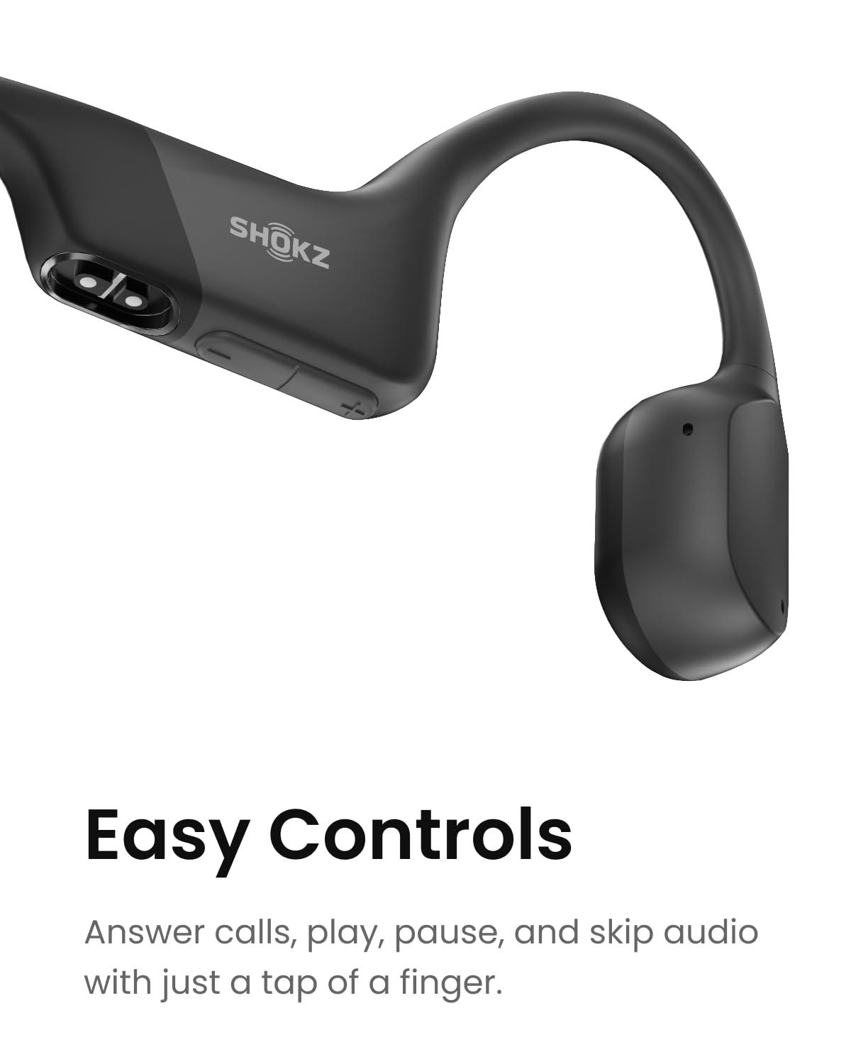 SHOKZ SHOKZ OpenRun (AfterShokz Aeropex) - Open-Ear Bluetooth Bone Conduction Sport Headphones - Sweat Resistant Wireless Earphones for Workouts and Running - Built-in Mic (Renewed)