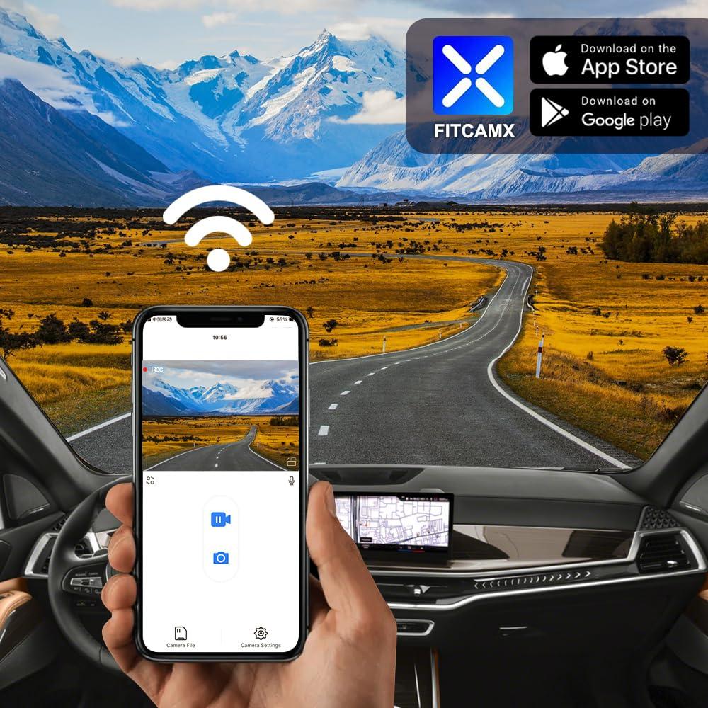 FITCAMX Fitcamx 4K Dash Cam Suitable for BMW X5 X5 M Hybrid & X6 X6 M 2024 2025 2026 (G05/G06), OEM Factory Style, UHD 2160P Video, Built-in WiFi & APP, Loop Recording, G-Sensor, Easy to Install, 64GB Card