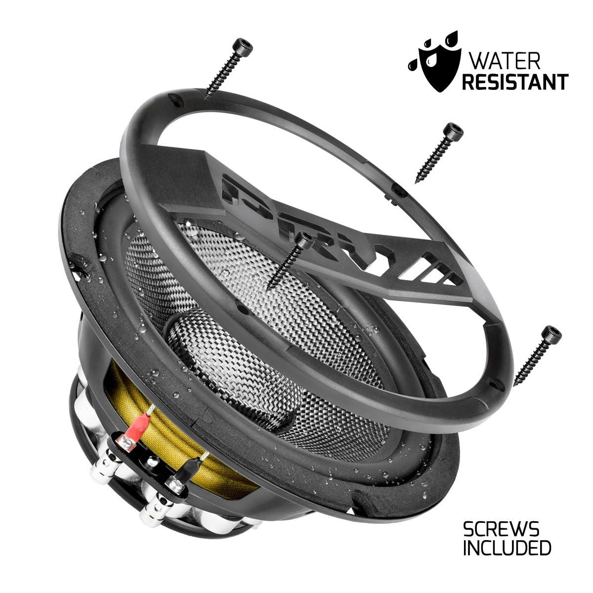 PRV AUDIO PRV AUDIO Carbon Fiber 8\" Midrange Speaker 500 Watts 4 Ohm Neodymium 8MR500CF-NDY-4 Water Resistant Pro Audio Loudspeaker for Boat UTV 4-Wheeler Motorcycle (2 Speakers)