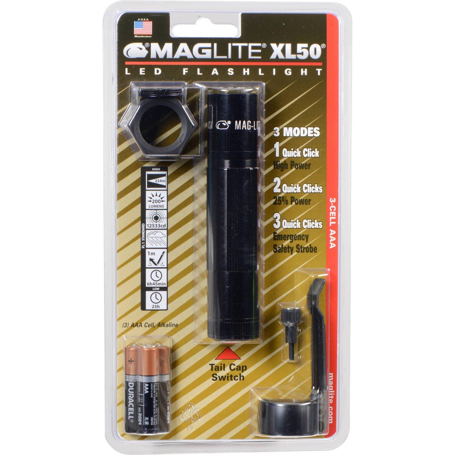MagLite Maglite XL50 LED 3-Cell AAA Flashlight Tactical Pack, Black